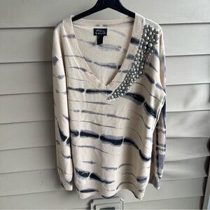 Torn By Ronny Kobo Cashmere Sweater Womens S Tie Dye Bead Embellished Mob Wife